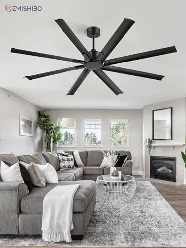 ZMISHIBO 72 Inch Ceiling Fan No Light, Large Black Ceiling Fan with Remote, Quiet DC Motor, and 6 Speeds, Indoor/Outdoor Industrial Ceiling Fans 8 Aluminum Blades for Patio, Garage, Shop, Black - Image 7