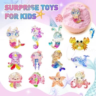 Bath Bombs for Kids with Surprise Inside, 12pcs Kids Bath Bombs with Mermaid Toys Gift Set for Girls, Shea & Coco Butter Dry Skin Moisturize, Handmade Fizzy Bubble Spa Bath Ball for Birthday Christmas - Image 4