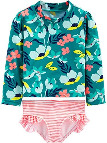 Simple Joys by Carter's Baby Girl's 2-Piece Rashguard Set Swimwear, Floral, 18 Months - Image 1
