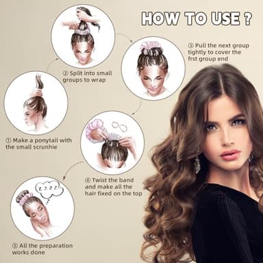 2 Pack Heatless Hair Curler Overnight to Sleep In,Heatless Curling Scrunchie for Women Soft Silk Lazy Rollers Headband for Long Hair Overnight.(2Brown) - Image 5