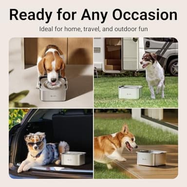 DownyPaws No Spill Water Bowl for Dogs,101oz/3L Stainless Steel Slobber Stopper, No Drip Slow Drinking Dog Water Bowl, No Mess Dog Water Dispenser Spill Proof, Dishwasher Safe, Silver - Image 7