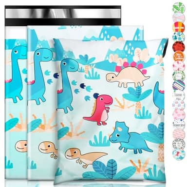 Oududianzi Poly Mailers 10x13, 100PCS Shipping Bags, Mailing Bags, Packaging Bags, Mailers Poly Bags, Polymailer Shipping Envelopes for Small business - Dinosaur - Image 1