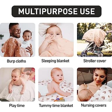 GLLQUEN BABY Receiving Blanket Boy Cotton Muslin Swaddle Blankets Girl Newborn Squares Breathable & Soft Thin Baby Blankets Cloths Double Absorbent Infant Swaddling Wrap - 6 Pack (Sun) - Image 5
