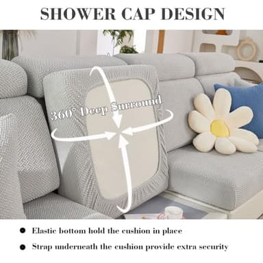 Disayu Magic Sofa Covers Couch Covers 2024 New Couch Cushion Covers Universal Sofa Covers Washable Stretch Slipcovers for Sectional Sofa (Texture Light Gray,Large Double Seat Cover) - Image 4