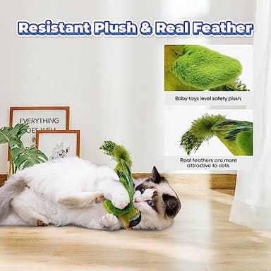 LEWISER Cat Toys Chirping Tit 2 Pcs with Catnip SilverVine, Suitable for Cat Wand Toys, Simulation Bird Design, Interactive Toys for Indoor Kitty Kitten Exercise, Green and Ground - Image 4