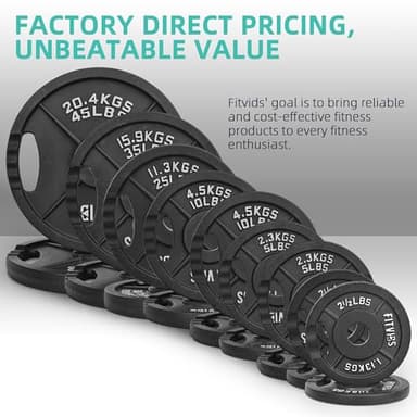 Fitvids Cast Iron 1" Standard Weight Plates Including 5FT Standard Barbell Bar & Star Locks, 95 Pounds Set (85 Lbs Plates + 10 Lbs Barbell Bar), Multiple Packages - Image 5