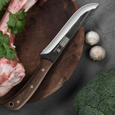 HOSHANHO Butcher Knife Set 3-Piece, Super Sharp Hand Forged Fillet Knife & Dividing Knives & Paring Knives Set, Upgraded High Carbon Stainless Steel Meat Cutting for Home, Outdoor - Image 7