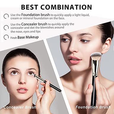 Makeup Brushes DPOLLA Pro Foundation Brush and Flawless Concealer Brush Perfect for Any Look Premium Luxe Hair Contour Brush Perfect for Blending Liquid,Buffing,Cream,Sculpting,Mineral Makeup - Image 2