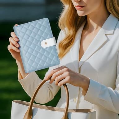 WOOMADA Travel Jewelry Organizer Case, Foldable Velvet Jewelry Storage Book with Clear Zipper Pouch for Rings, Necklaces, Earrings, Bracelets(Baby Blue) - Image 6