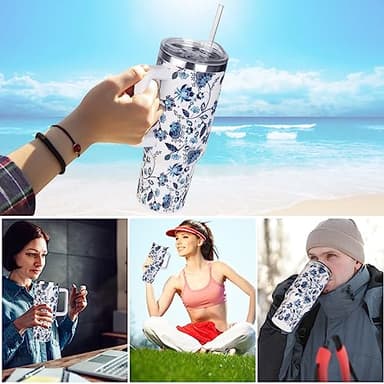 SYACOT 40 oz Tumbler with Handle and Straw Stainless Steel Insulated Tumbler Leak Proof Lid and Straw Lid Reusable Travel Mug Coffee Mug Cup Dishwasher Safe Keep Drinks Cold and Hot (Ceramics) - Image 7