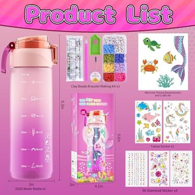 Decorate Your Own Water Bottle Kits for Girls, Mermaid Painting Diamond Art & Bracelet Making Kit for Girl, Crafts for Kids Ages 4-8, Birthday Christmas School Gifts (Mermaid) - Image 5