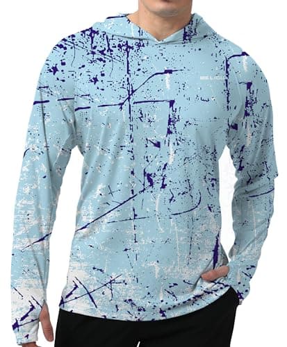 WELIGU Men's Fishing Shirt for Men Long Sleeve Sun Protection UPF 50+ Moisture Wicking T-Shirts Sky Blue 4X-Large - Image 1