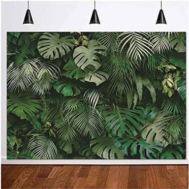 8x6FT Tropical Green Leaves Photography Backdrops Nature Safari Party Decoration Outdoorsy Newborn Baby Shower Backdrop Wedding Bridal Shower Birthday Photo Background Studio Props Booth Vinyl - Image 1