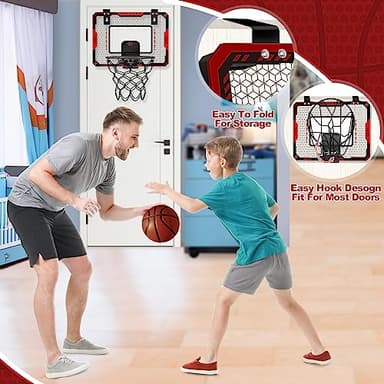 Indoor Basketball Hoop for Kids 5 6 7 8 9 10+Years Old Boys,Mini Basketball Hoop Over The Door Mini Hoop with Electronic Scoreboard & 3 Balls,Kids Basketball Hoop Sport Toys for Gift for Boys Age 5-10 - Image 4