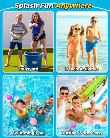 SOPPYCID Reusable Water balloons, Summer Toy Water Toy for Boys and Girls, Pool Beach Toys for Kids ages 3-12, Outdoor Activities Water Toys Self Sealing Water Splash Ball for Fun (6Pack) - Image 3