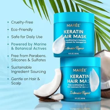 MAREE Deep Conditioning Hair Mask for Damaged Hair Treatment - Keratin Hair Care for Hydrating Growth Repair Moisturizing - Dry Curly Color Refreshing - Tratamiento Mascarilla Para el Cabello Seco - Image 6