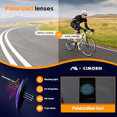 kimorn Polarized Sunglasses Flexible Bendable Temples Cycling Running Golf Fishing Sun glasses (Black) - Image 6