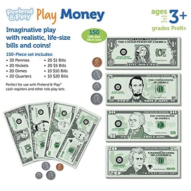 Learning Resources Pretend Play Money - Math Manipulatives For Kids, Kids Bank, Plastic Coins, Cash Register, Toddler , Homeschool Supplies, Fine Motor Skills, Teaching Set Manipulatives - Image 7