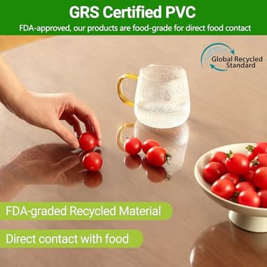 ETECHMART Clear Round Table Cover Protector 48'', 2.0mm Thick Vinyl Waterproof Transparent Table Protector, Non-Slip Heat Resistant Clear Plastic Table Cover Protector for Coffee Table Hard Floor - Image 2