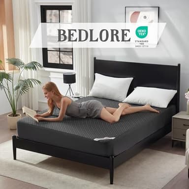 BEDLORE Queen Mattress Protector, Waterproof Noiseless Mattress Cover with Deep Pocket for 6-18 inches Mattress, Soft Breathable Mattress Pad Machine Washable (Dark Gray) - Image 3