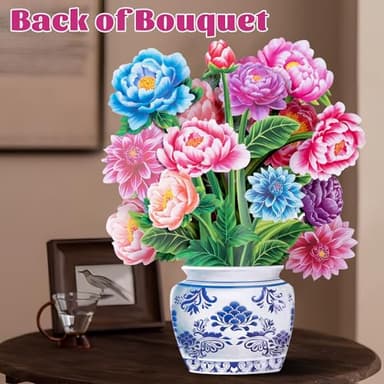 Airpark Pop Up Flower Card, 3D Paper Flowers Bouquet – 14" Peony, Birthday, Mother’s Day, Get Well Greeting Cards with Note Card & Envelope - Image 8