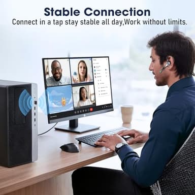 Ngsod Bluetooth Headset, Wireless Earpiece with Upgrade Noise Canceling Mic,500mAh Charging Case Support 72H Talking Time,Hand-Free Headphones with Mute Button for Computer Cell Phones Trucker Work - Image 5