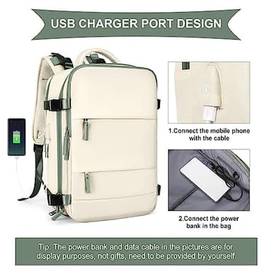 coowoz Large Travel Backpack For Women Men,Carry On Backpack,Hiking Backpacks Waterproof Outdoor Sports Rucksack Casual Daypack travel essentials（White Green） - Image 5