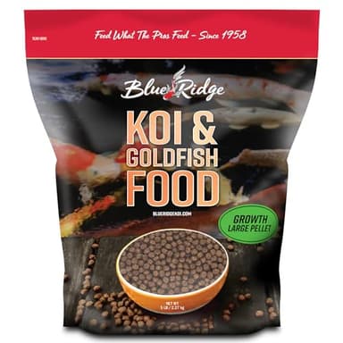 Blue Ridge Koi Fish Food 5lb - Koi Food Large 3/16" Growth Formula, Goldfish Food, Premium Fish Food for Ponds, Ponds Fish Food, Floating Pond Pellets - Image 1