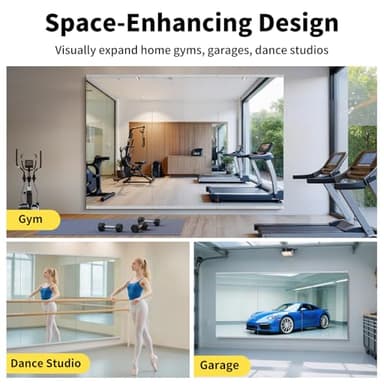 InfiniGlass Home Gym Mirror - 80x40 Inch, 2PCS Frameless Tempered Glass Full Body Mirror for Wall Mount - Ideal for Yoga, Workout, Bedroom, Dance Studio (Silver) - Image 4