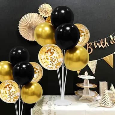 ZJDHPTY Black and Gold Party Decorations Balloon Stand Table Centerpieces for Birthday Wedding Retirement Anniversary Father's Day Halloween New Years Graduation Decorations 2025 (Black gold set4) - Image 3