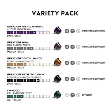 Nespresso Capsules Original Line, Ispirazione Variety Pack, Medium & Dark Roast Espresso Coffee, 50 Count Coffee Pods - Image 3