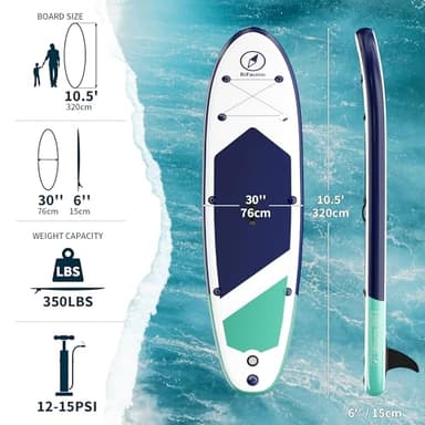 Inflatable Stand Up Paddle Board with SUP Accessories & Backpack. Paddle Boards for Adults. Non-Slip Deck, Wide Stance, Bottom Fin - Image 3