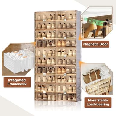 ANTBOX Portable Shoe Rack Organizer for Closet Entryway, Stackable Sneaker Storage Shoe Cabinet with Magnetic Clear Door, Large Plastic Storage containers Bins with Lids 10 Tiers 40 Pairs - Image 6