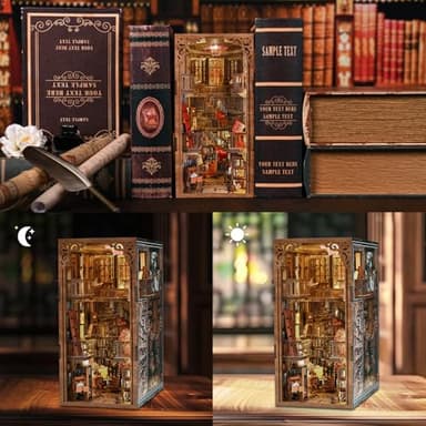 CCCDF Book Nook Library Kit, DIY Miniature Dollhouse Booknook Kit, 3D Wooden Puzzle Bookend Bookshelf with LED Light for Adults Teens (Abbey Library) - Image 4