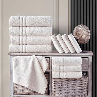 Hawmam Linen Sea Salt Cream Bath Towels 4 Pack Soft and Absorbent, Premium Quality Perfect for Daily Use 100% Cotton Towel 600 GSM - Image 6