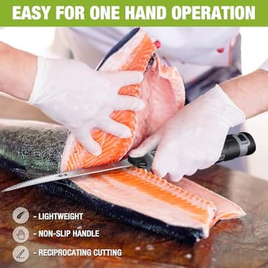 WORKPRO 12V Cordless Electric Fillet Knife with 8'' and 10'' Razor-Sharp Blades, Cordless Fillet Knife with Non-slip Grip Handle and Safety Lock, 2 Rechargeable Battery Packs, 1 Quick Battery Charger, and 1 Storage Carry Case for Fishing, Filleting, Outdoors - Image 6