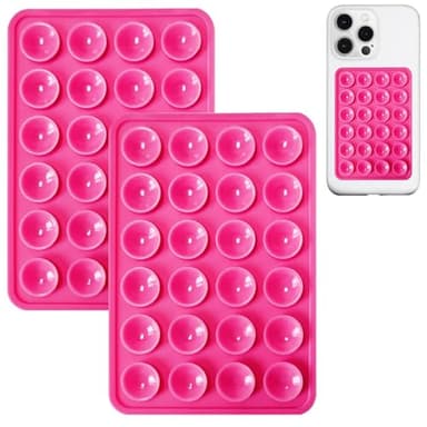 Anteel 2 Pack Silicone Suction Phone Case Mount, Non Slip Sticky Phone Grip for Cellphone, Silicon Adhesive Suction Cup Phone Mount, Strong Grip Holder for Selfies & Videos (Rose) - Image 1