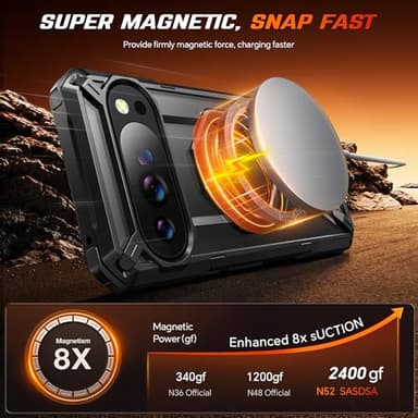 TONGATE for Pixel 10 Pro XL Case with 360° Spin Magnetic Stand, Compatible with MagSafe, Non-Slip Edge Rugged, Military Grade Protection for Google Pixel 10 Pro XL Case, Black - Image 2