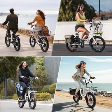 isinwheel U7 Electric Bike for Adults, 750W Peak 20 mph Cargo Ebike Adult Electric Bicycles 55 Miles Range E Bike, 48V 10.4Ah Removable Battery, 7 Speed Gearshift, 20" Step Thru Ebikes for Adults - Image 9