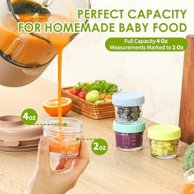 DRKIO 20 Pack Glass Baby Food Storage Containers 4 Oz Baby Food Jars with Lids Baby Food Maker Microwave Dishwasher Freezer Safe 100% Leak-Proof BPA Free - Image 3