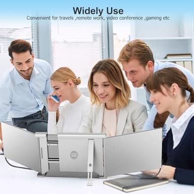 QGE Laptop Screen Extender, 14" 1080P FHD Triple Monitor for Laptop Extension- 315°Rotate Portable Dual Monitor Screen for 13.3-16.5" Laptops Type-C/HDMI/USB-A Plug & Play for Wins/Mac/Chro - Image 6