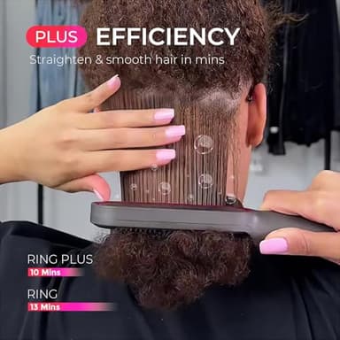 TYMO Ring Plus Ionic Hair Straightener Brush - Straightening Comb with Negative Ions for Women, Titanium Coating, 9 Temp Settings & LED Display, Dual Voltage, Professional Styling Tools - Image 3