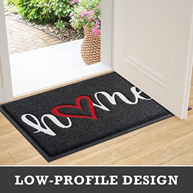 CozyBounty Black Door Mat Welcome Mats Home Non-Slip Doormat for Entryway Low-Profile Floor Mat for Yard, Garage, High Traffic Areas (32"x20", Black) - Image 5