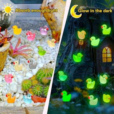 GWAHSA 240pcs Luminous Mini Resin Ducks, Tiny Animals Bulk Glow in The Dark Small Plastic Miniature Ducks Figures for Dollhouse Decor Micro Garden Home Landscape Aquarium Craft Gifts Party Favors Toys - Image 3