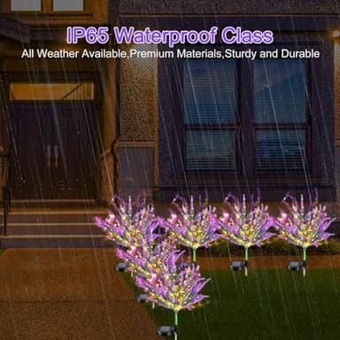 AMARS Garden Solar Lights Outdoor, Waterproof Purple Solar Powered Lavenders Flowers, 2 Lighting Modes, Warm White, Decorative Outside Decor for Pathway, Yard, Porch, Lawn, Party - Image 3