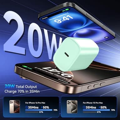 Phone 17 16 15 Pro Charger Fast Charging, 20W USB C Fast Charger Block with 12FT Long Type C Chargers Fast Charging Cable Cord for Phone 17/17 Pro/17 Pro Max/Air/16 Pro Max/16 Pro/15Pro Max/Pro, S24 - Image 2