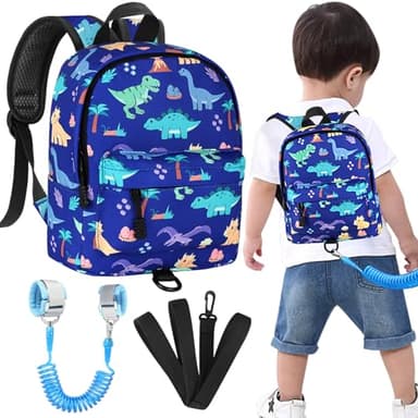 Accmor Toddler Backpack Leash, Cute Dinosaur Kids Backpack with Anti Lost Wrist Link, Mini Child Backpack Leash Walking Harness for Outdoor Travel, Adorable Backpack Tether for Baby Boys 1-3 - Image 1