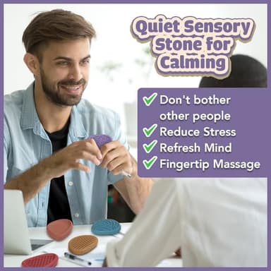 Fidget Toys Adults Sensory Stone: 8 Pack Texture Worry Stone for Kids Calming - Sensory Autism Toys for Anxiety Relief - Quiet Small Fidgets for Classroom Prizes - Image 5
