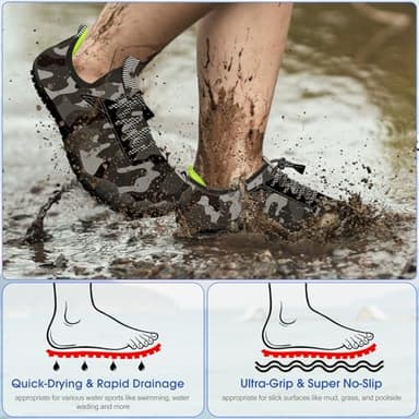 Built-in Heel Grips Water Shoes for Kids Girls Boys Hiking Shoes Wide Barefoot Swim Beach Pools Aqua Socks Slip-On Quick Dry Lightweight for Big Little Kids Toddler - Image 3