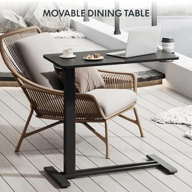 FLEXISPOT H7 Adjustable Overbed Bedside Table with Wheels Pneumatic Mobile Standing Desk Laptop Desk Rolling Computer Cart Movable Overbed Table Hospital Home Use(31.5" W x 17.7" D, Black Large) - Image 7